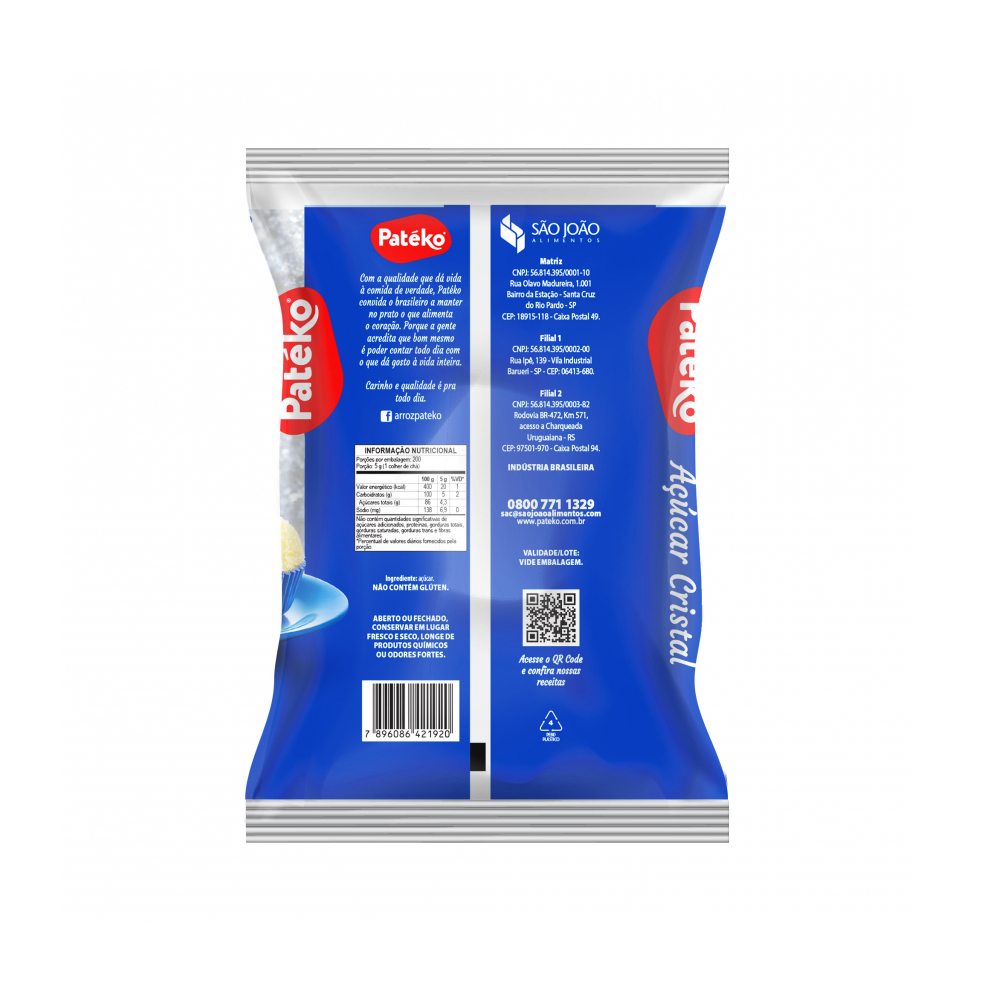 Azúcar blanca cristalina Patéko (3 x 1 kg / 2.2 lb) - Miniatura 2