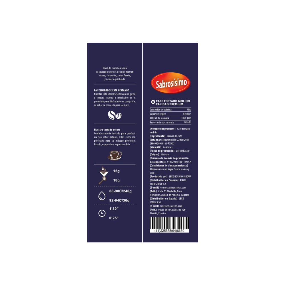 Café espresso tostado y molido premium Sabrosísimo (250 g / 8.81 oz) - Miniatura 2