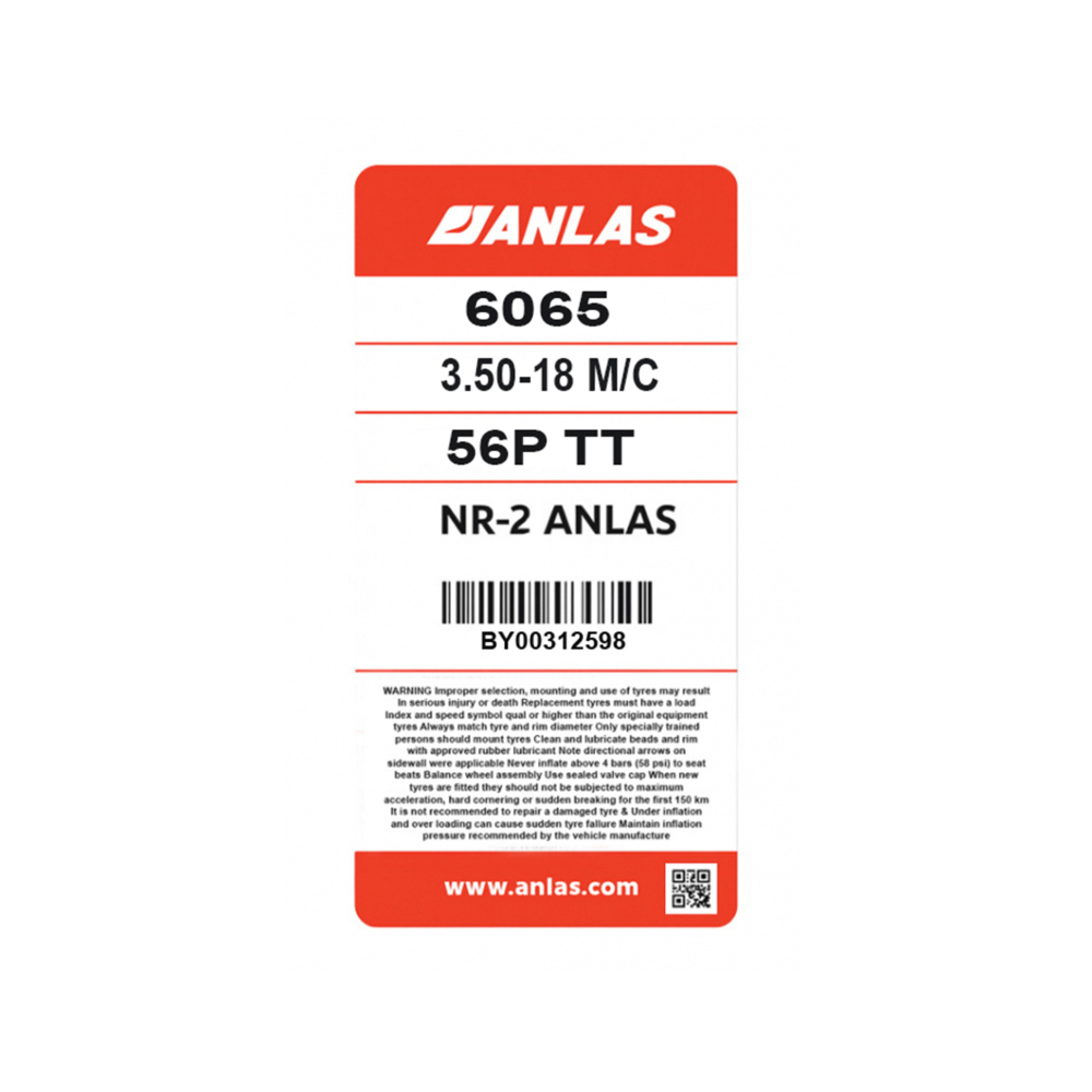 Neumático - goma - para moto 3.50-18 M/C 56P TT NR-2 Anlas 6065 - Miniatura 3