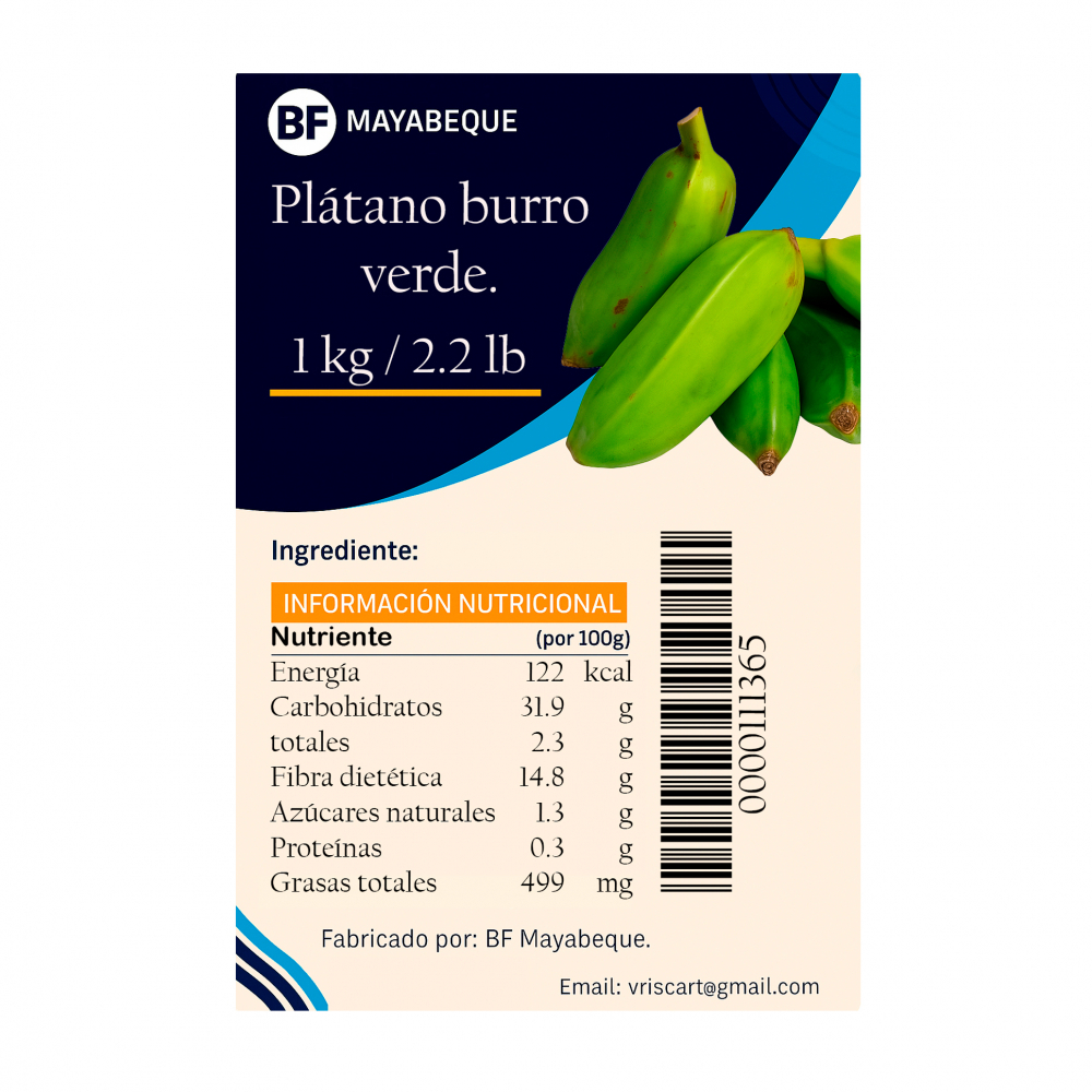 Plátano burro verde BF Mayabeque (1 kg / 2.2 lb) - Miniatura 2