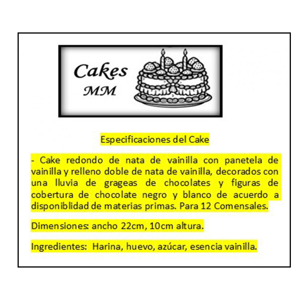 Cake de vainilla de nata (12 comensales) y helado Cakes MM - Miniatura 4