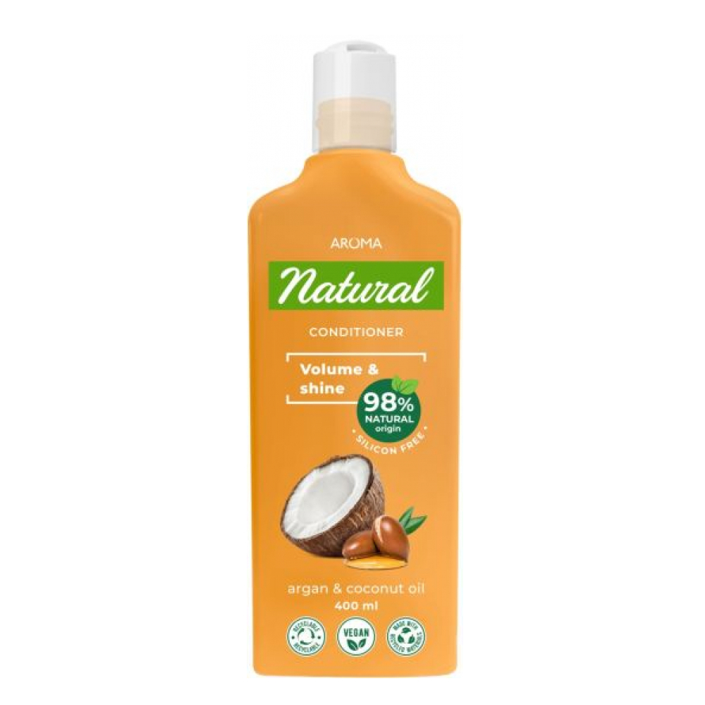 Acondicionador con aceite de argán y aceite de coco para volumen y brillo Aroma Natural (400 ml) - Imagen 1