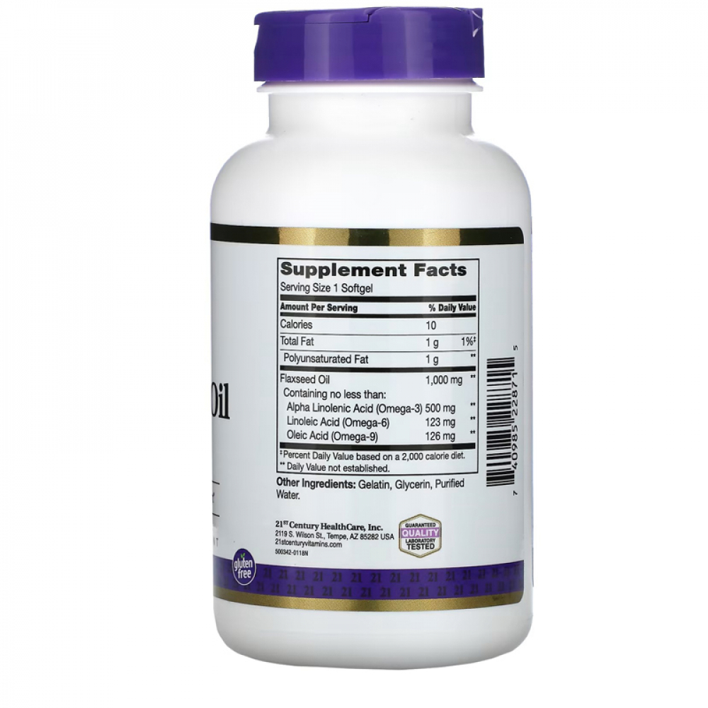 Aceite de linaza. Omega 3-6-9 1000 mg 21st Century (120 cápsulas) - Miniatura 2