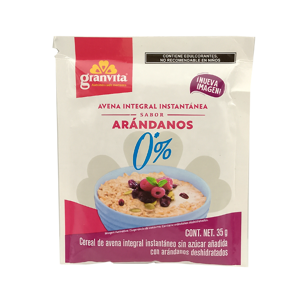 Avena instantánea integral sin azúcar sabor arádanos Ganvita (35 g / 1.23 oz) - Miniatura 2