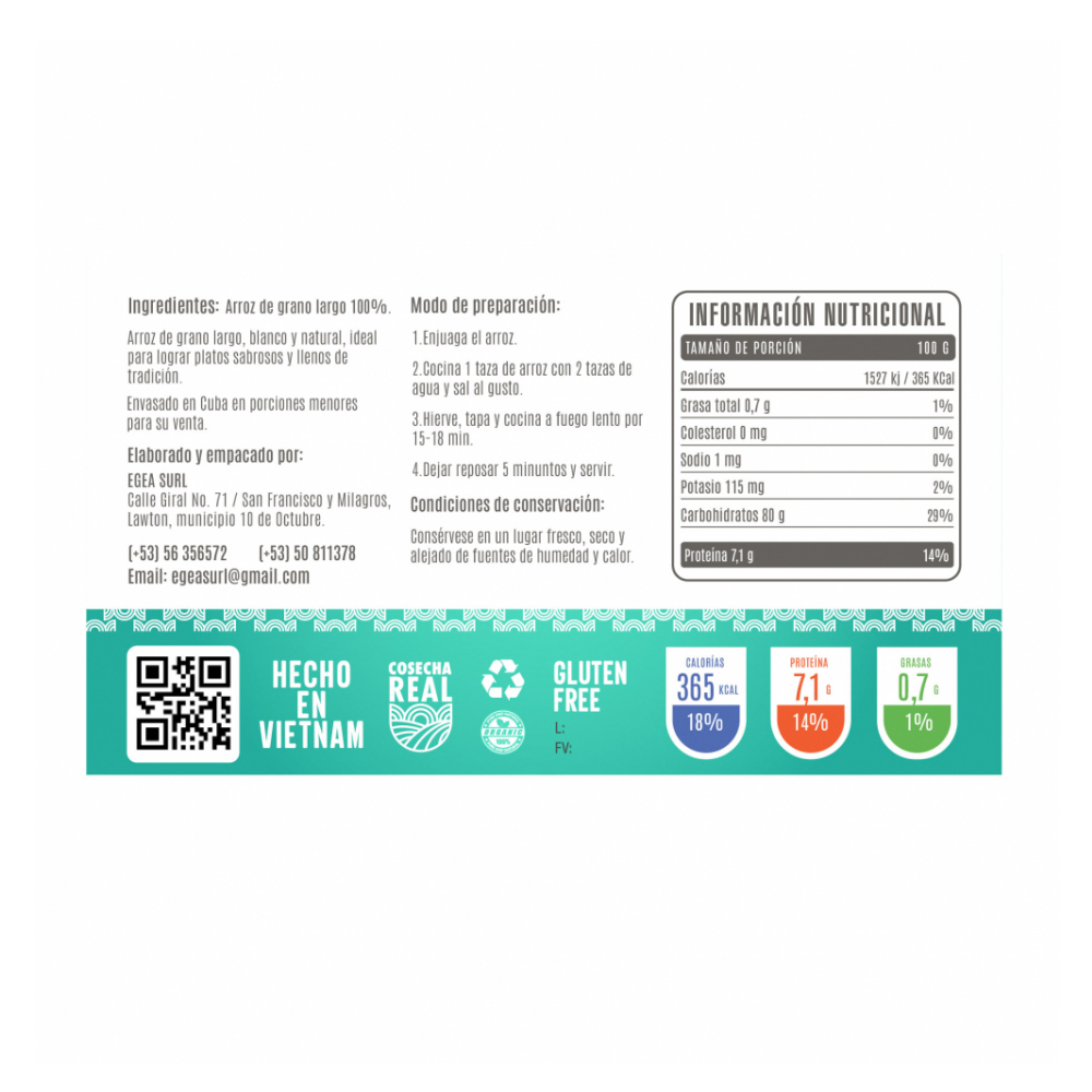 Arroz de grano largo Cosecha Real (6 x 500 g / 1.1 lb) - Miniatura 2