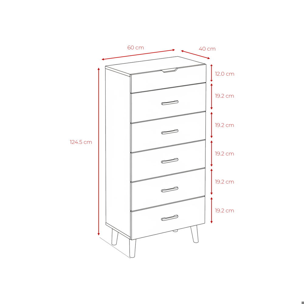 Gavetero alto con 6 cajones Sail - Miniatura 4