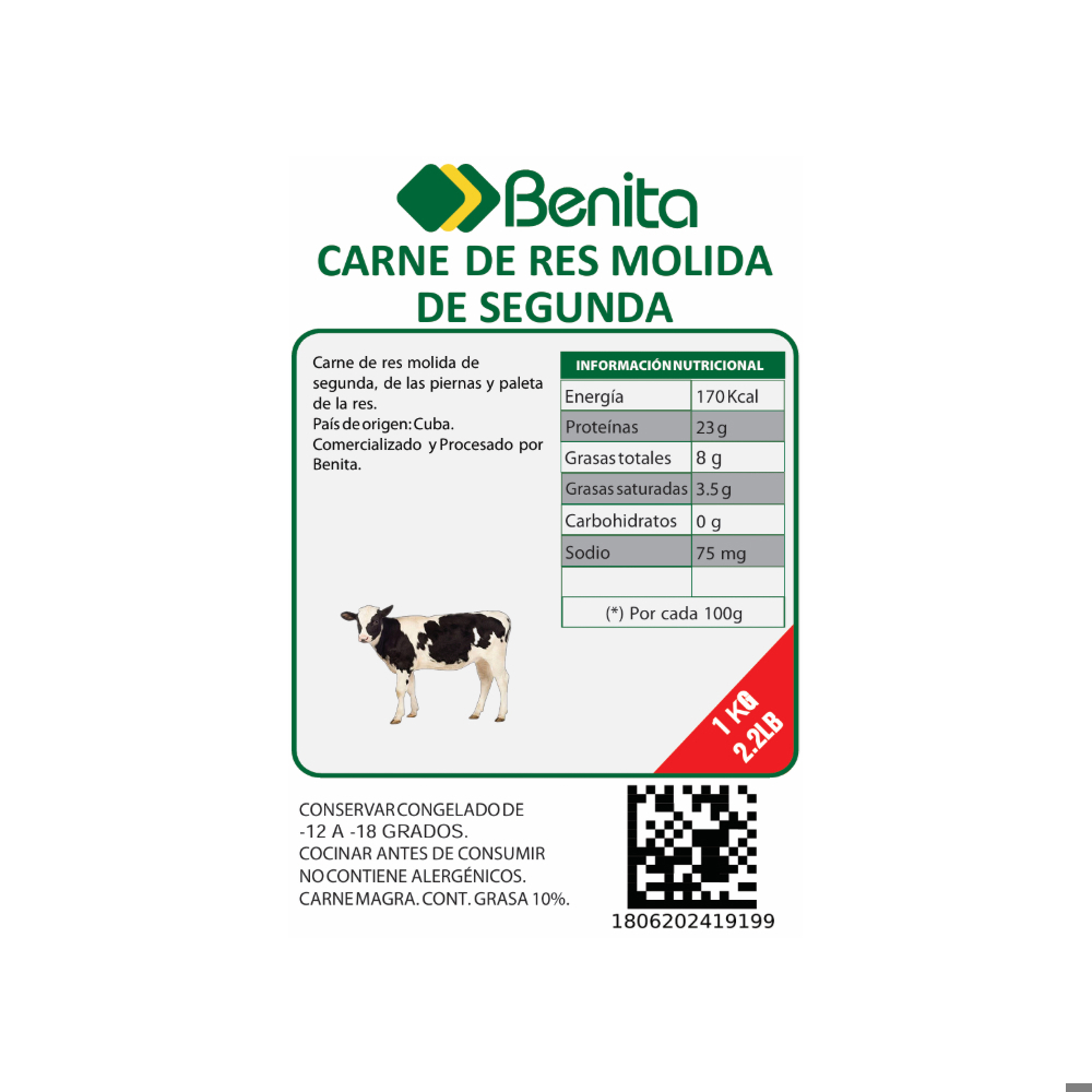 Carne de res molida de segunda Benita (1 kg / 2.2 lb) - Miniatura 4