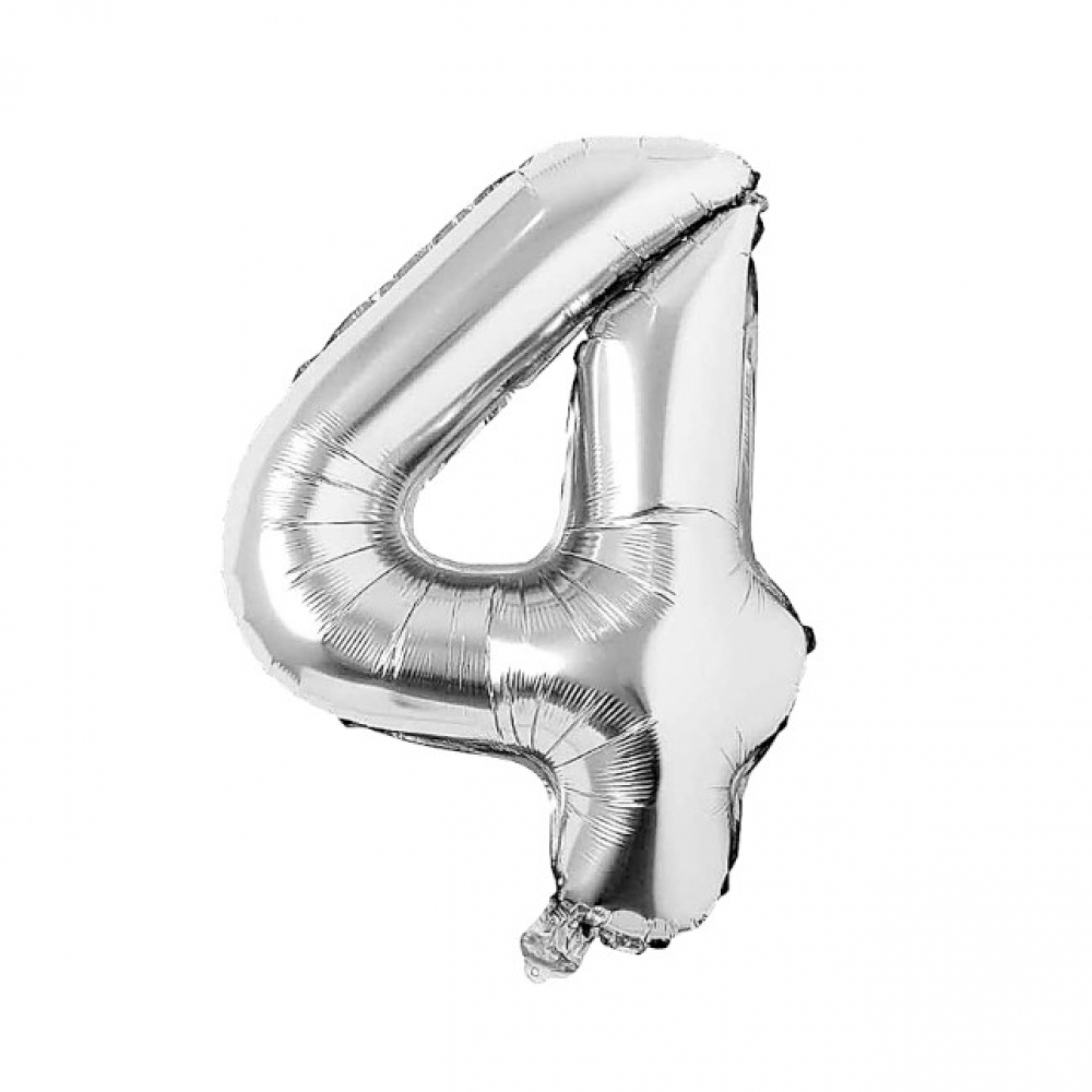 Globo número 4 plateado Balloon (32 pulgadas) - Miniatura 2