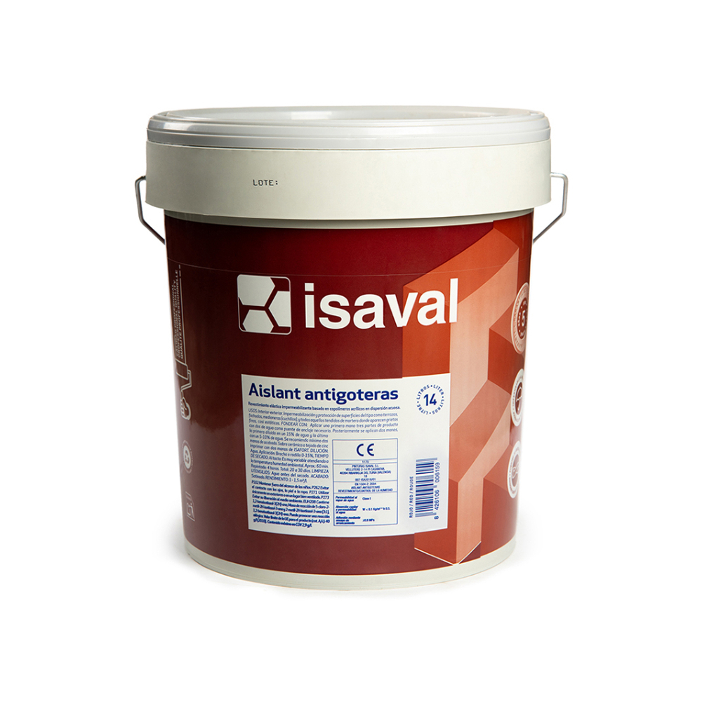 Pintura elástica impermeabilizante color rojo aislante antigoteras Isaval (14 L) - Miniatura 3