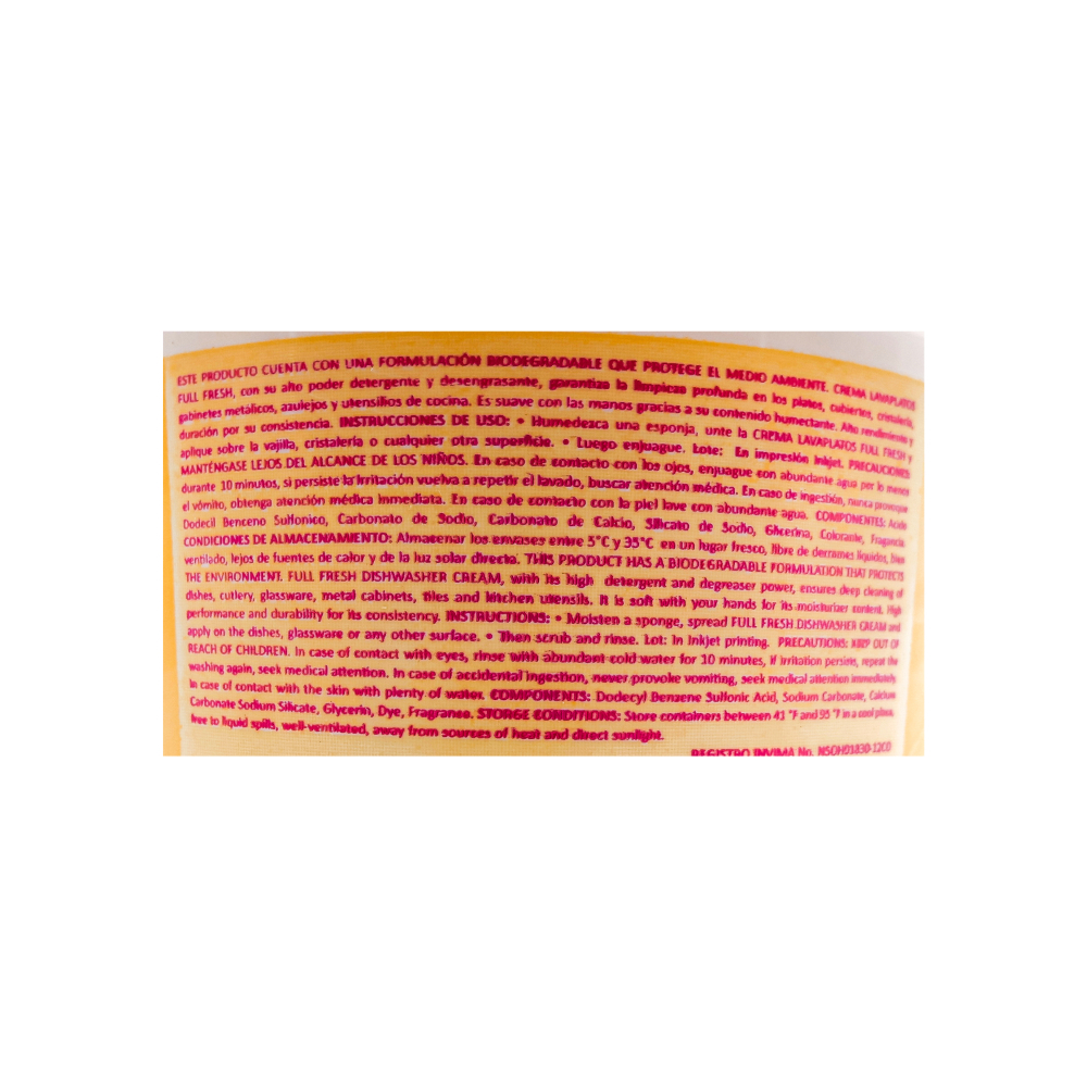 Crema lavaplatos aroma a avena y miel Full Fresh (500 g / 1.10 lb) - Miniatura 3