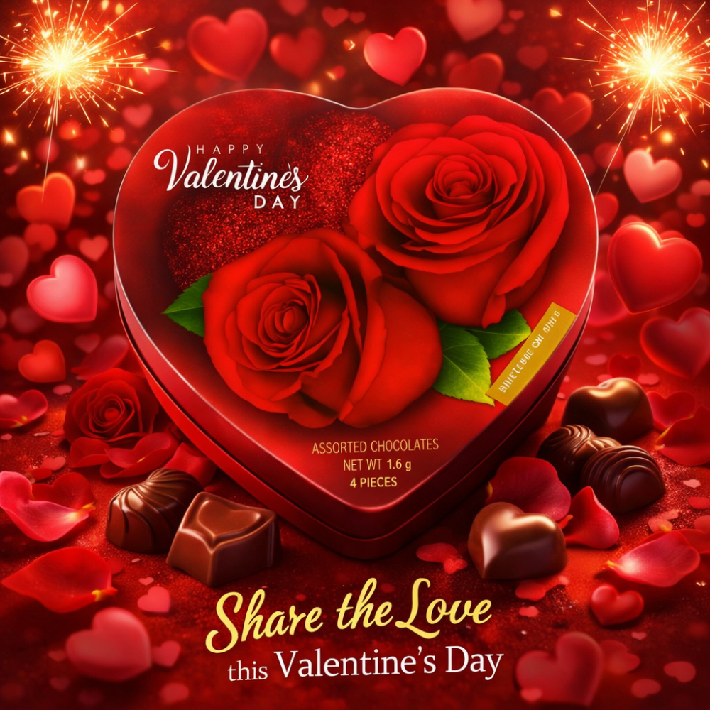 Bombones motivo rosas Happy Valentine's Day (45 g / 1.6 oz) - Miniatura 4