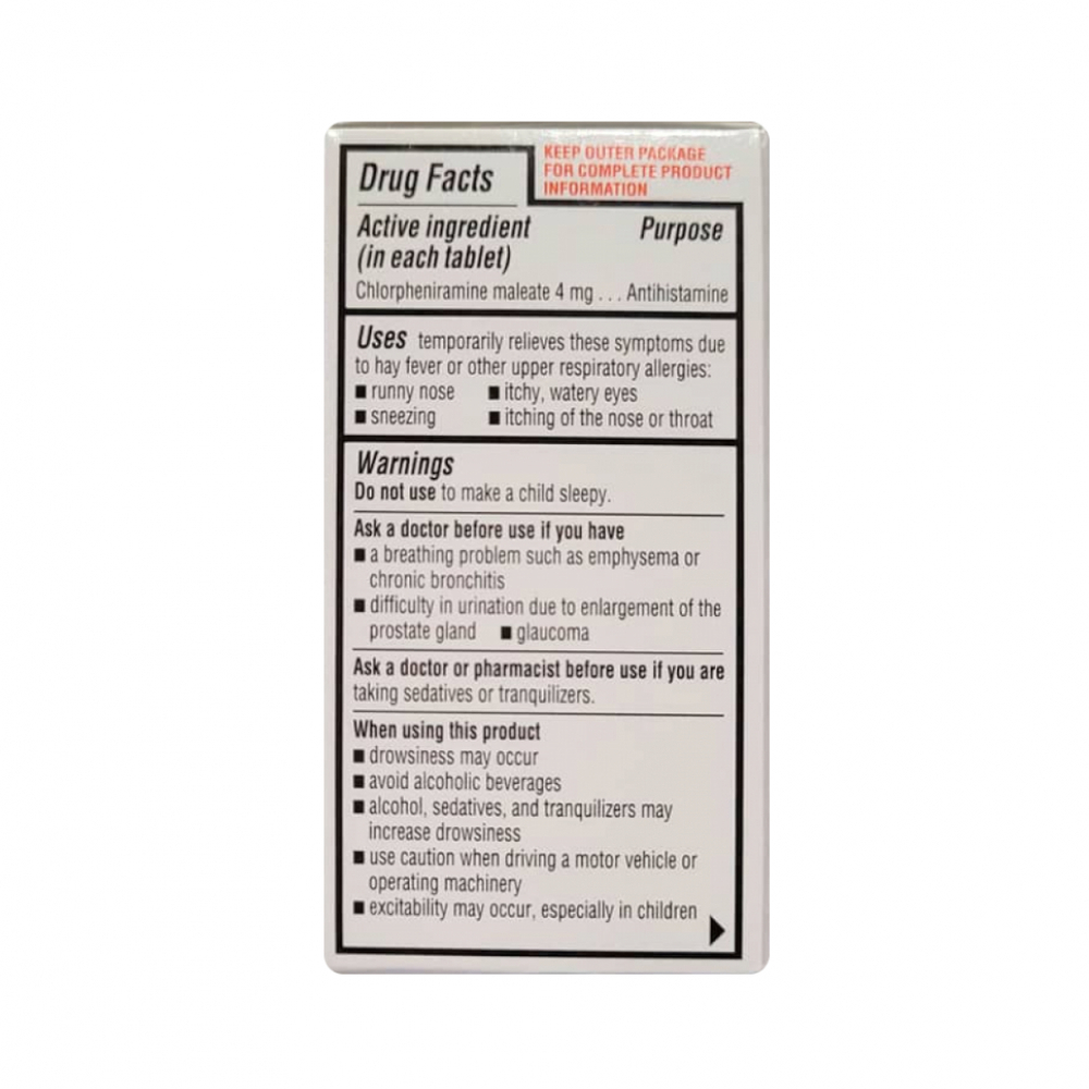 Aller-Chlor. Maleato de clorfeniramina 4 mg Rugby (100 tabletas) - Miniatura 2