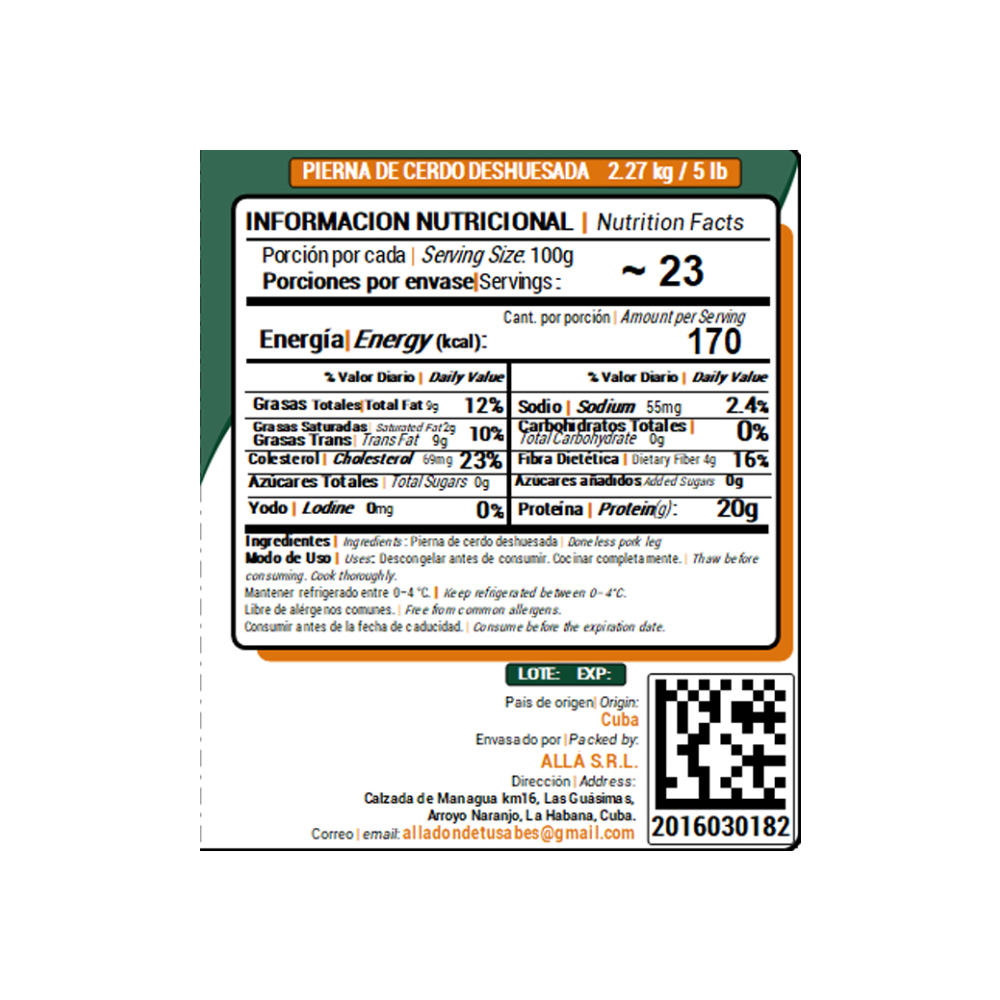 Pierna de cerdo deshuesada ALLÁ (2.27 Kg / 5 lb) - Miniatura 4