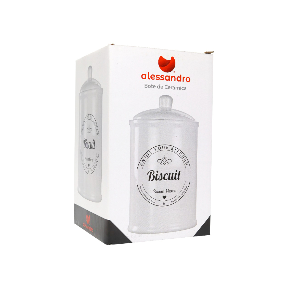 Bote de cocina con tapa cerámica blanca decoración Biscuit Alessandro - Miniatura 3