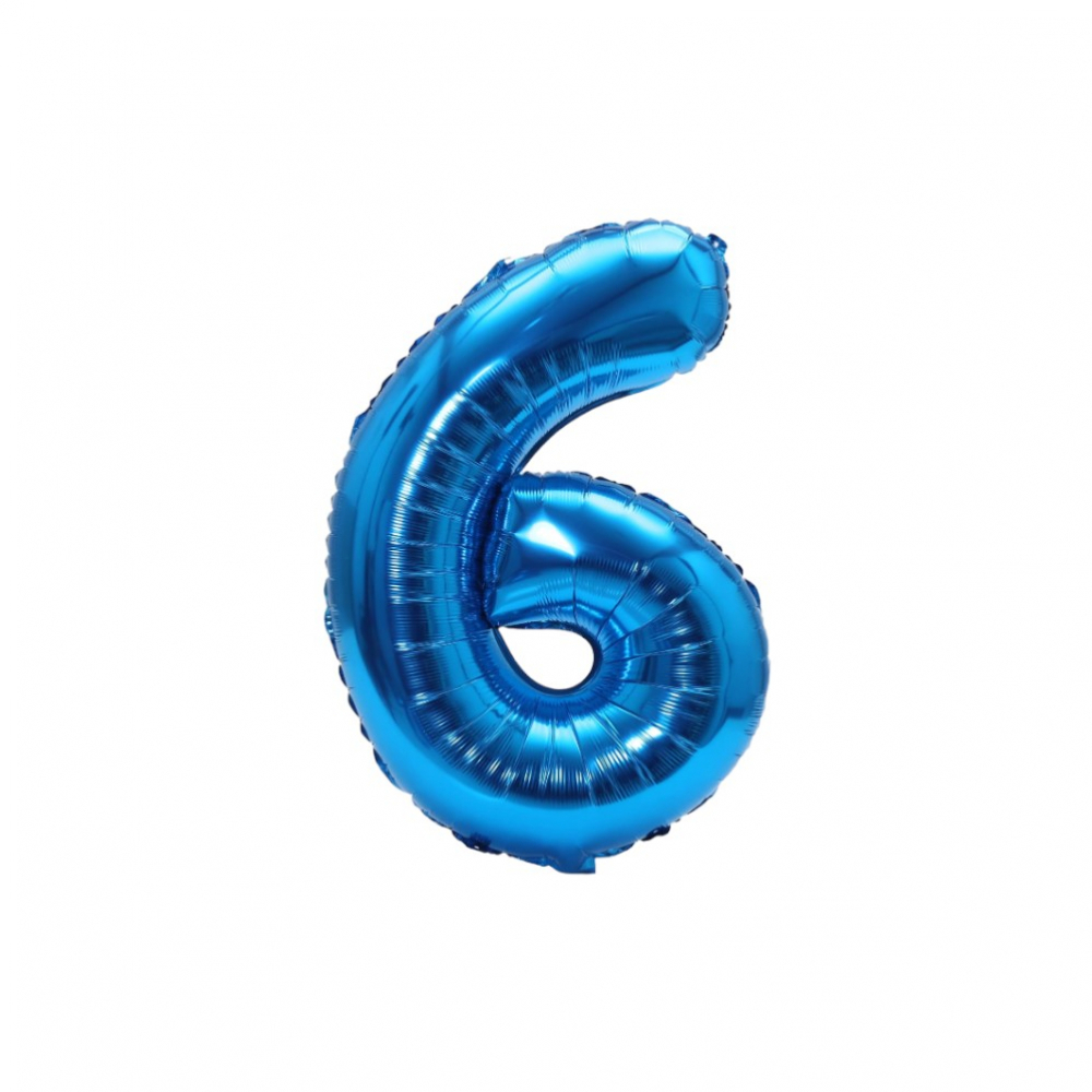 Globo azul número 6 Balloon (16 pulgadas) - Miniatura 2