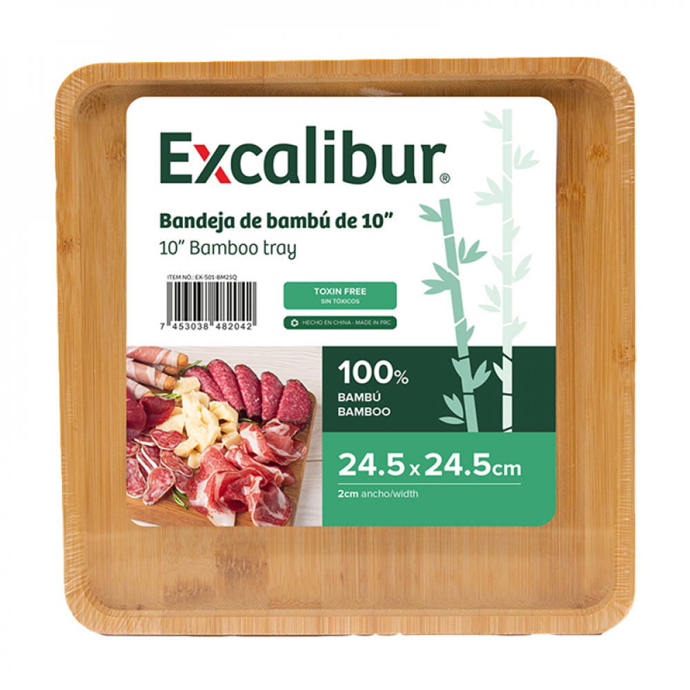 Bandeja de bambú para servir alimentos 10” Excalibur - Miniatura 2