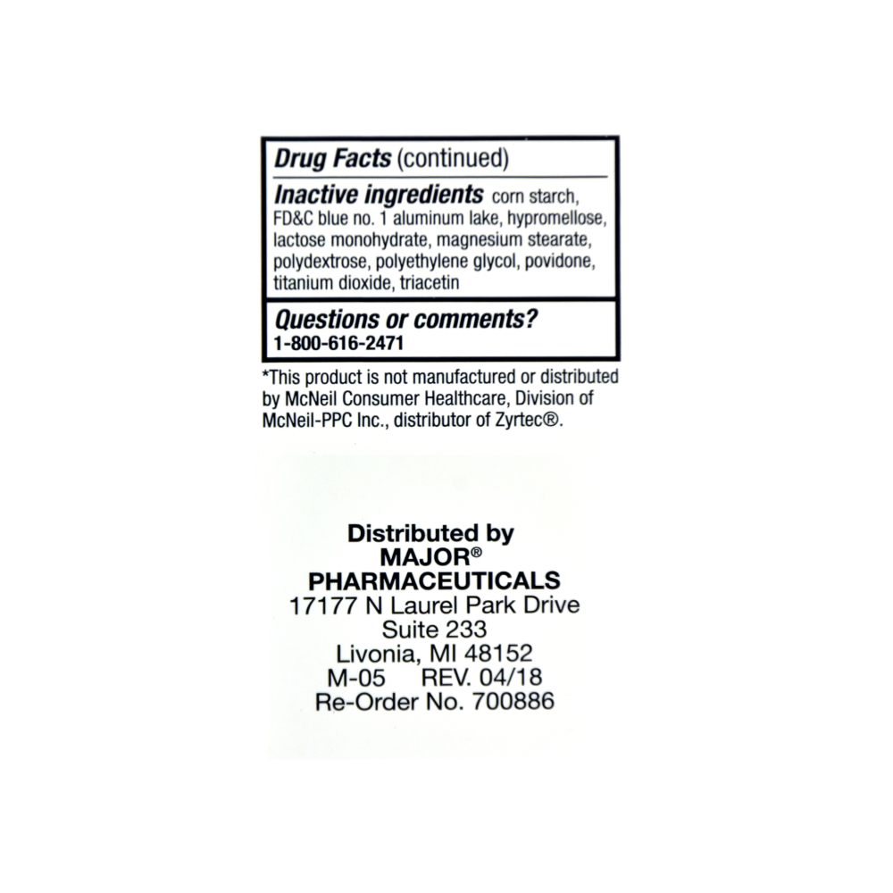 Clorhidrato de cetirizina 10 mg Major (100 tabletas) - Miniatura 4