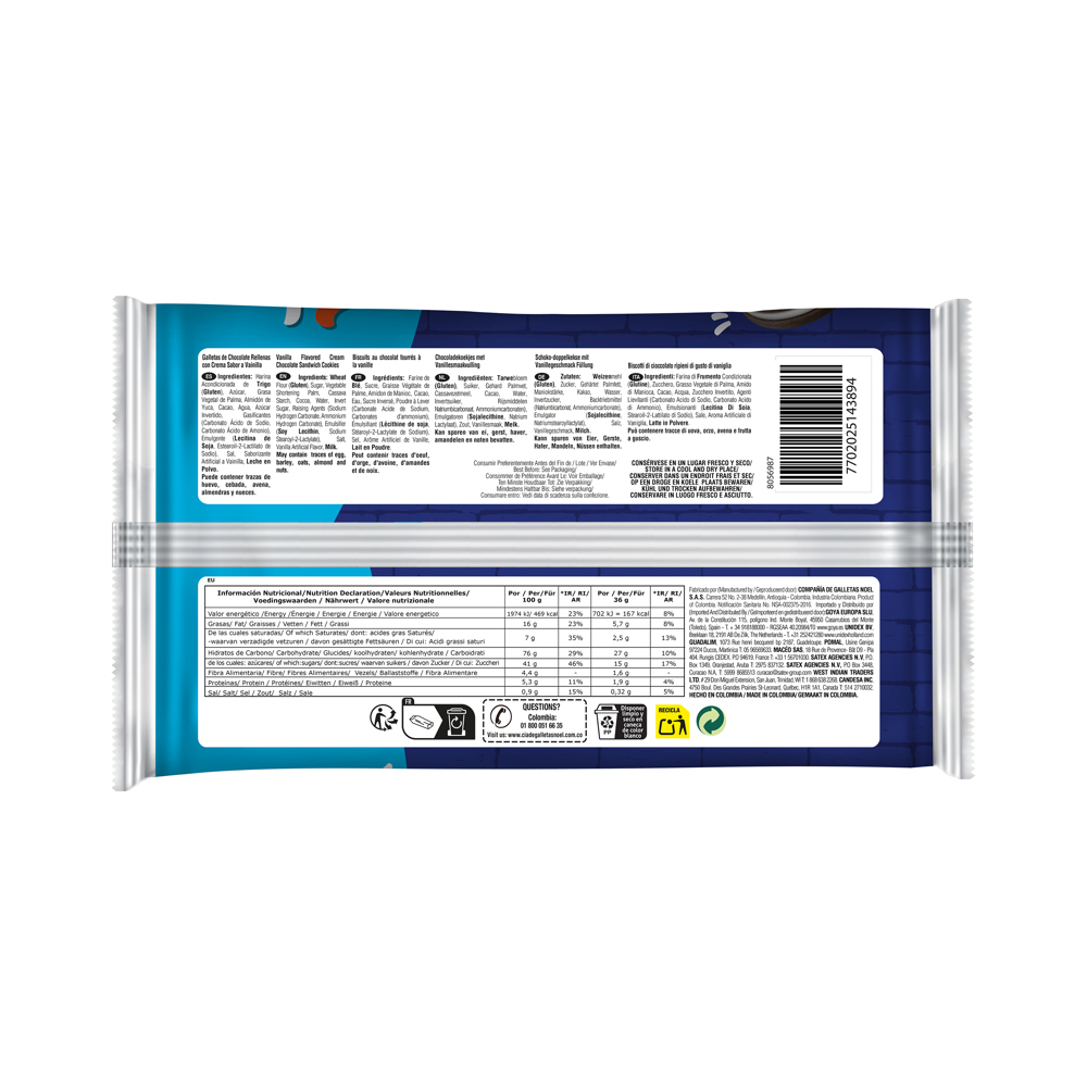 Galletas dulces de chocolate rellenas con crema sabor vainilla Recreo Festival (360 g / 12.7 oz) - Miniatura 2