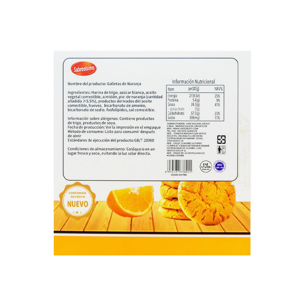 Galletas de mantequilla con sabor a naranja Sabrosísimo (3 x 100 g / 3.52) - Miniatura 2