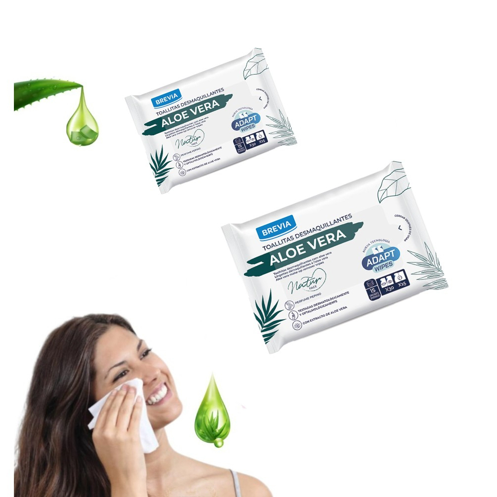 Toallitas húmedas desmaquillantes aloe vera Brevia (15 U) - Miniatura 3