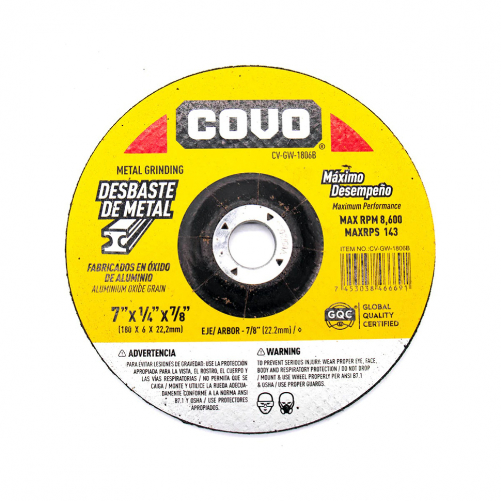 Disco de desbaste de metal 7" x 1/4" x 7/8" Covo CV-GW-1806B - Miniatura 2