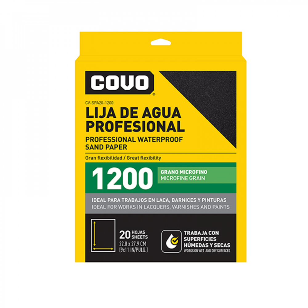 Set de 20 lijas de agua profesional grano 1200 Covo - Miniatura 3