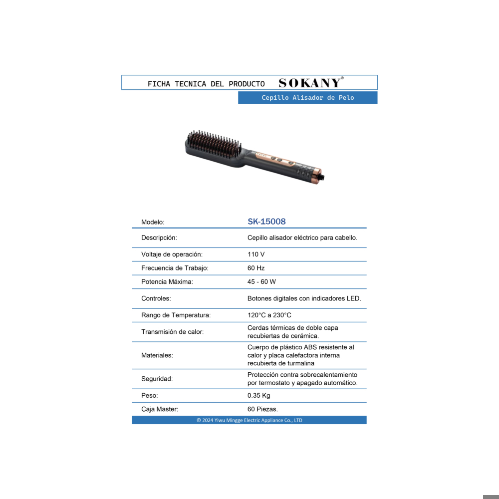 Cepillo y  Plancha pelo Sokany - Miniatura 3