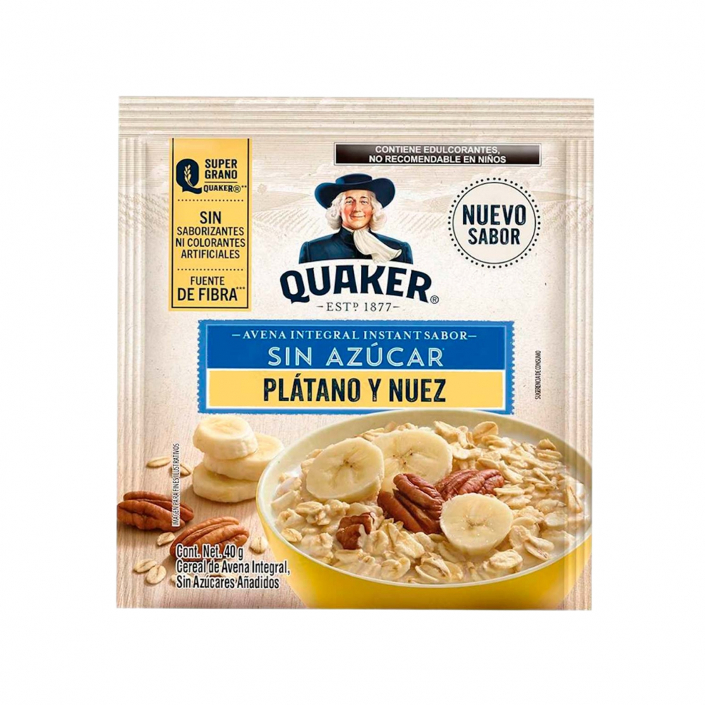 Avena integral sin azúcar sabor plátano y nuez Quaker (40 g / 1.41 oz) - Miniatura 4