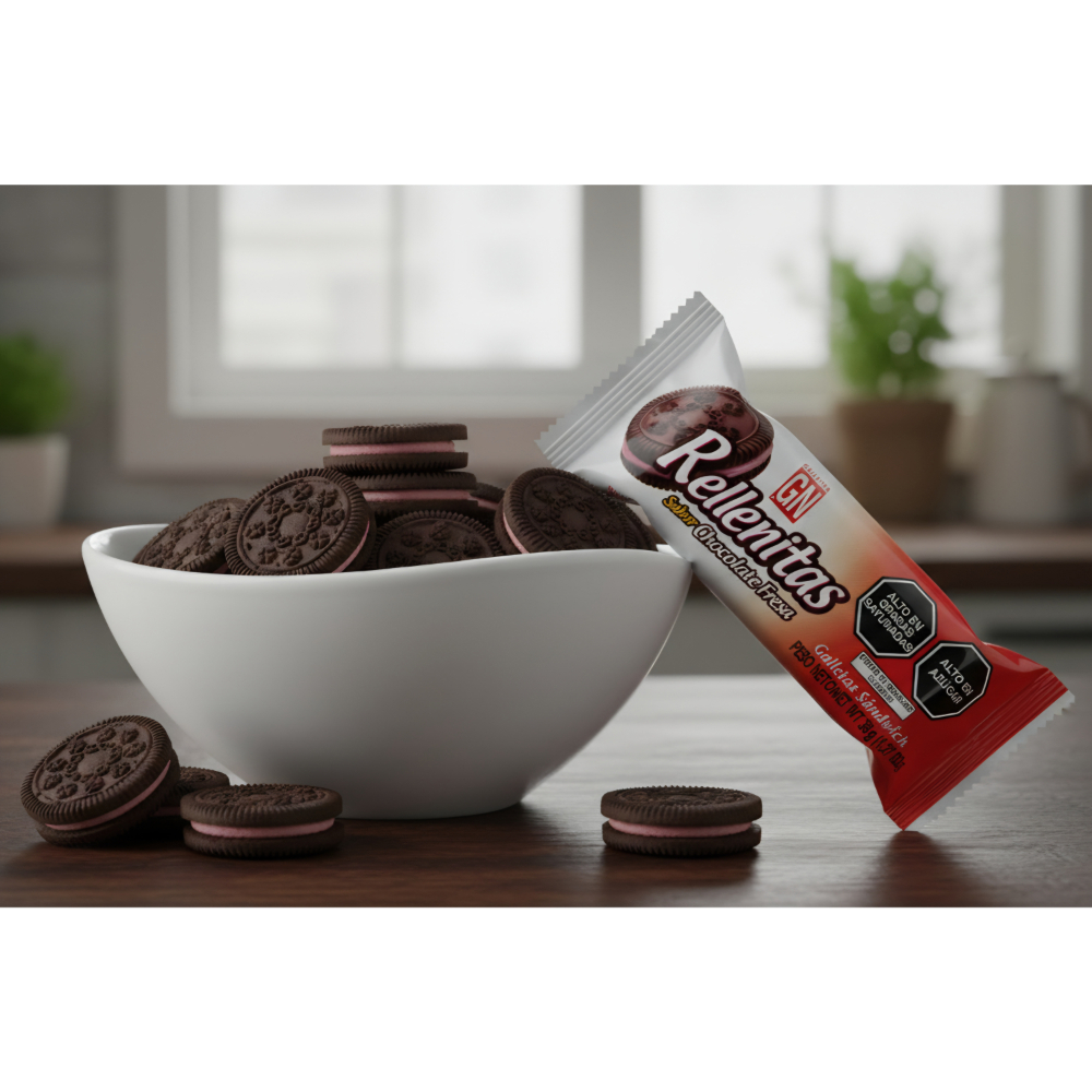Galletas Rellenitas sabor chocolate-fresa GN (36 g / 1.27 oz) - Miniatura 3