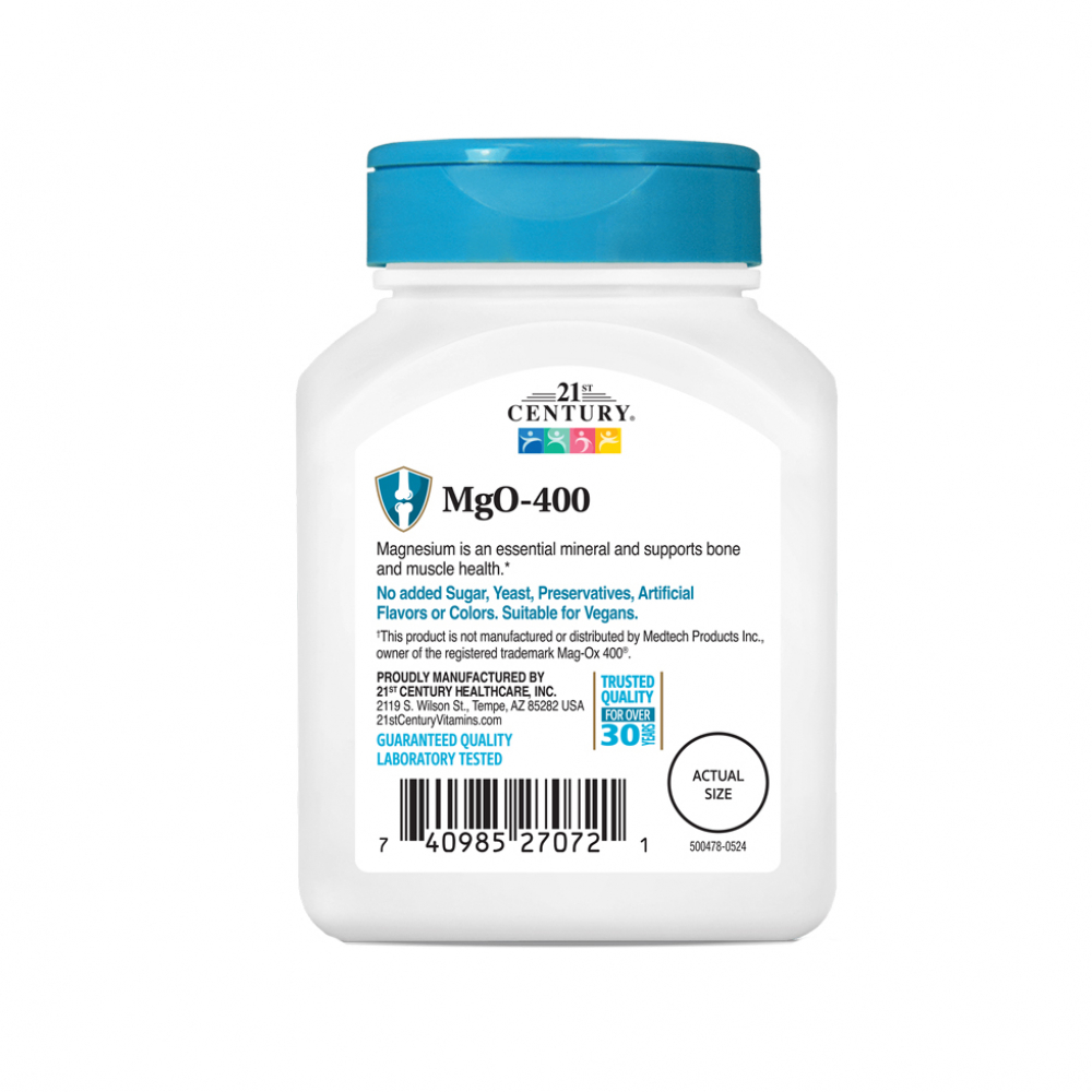 Oxido de magnesio 400 mg 21st Century (90 tabletas) - Miniatura 3