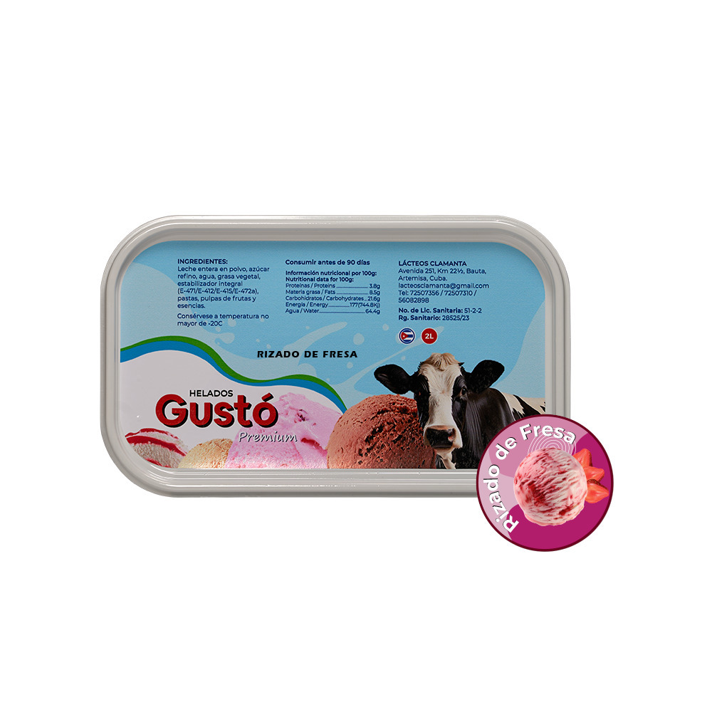 Helado Premium de rizado de fresa Gustó (2 L) - Miniatura 2