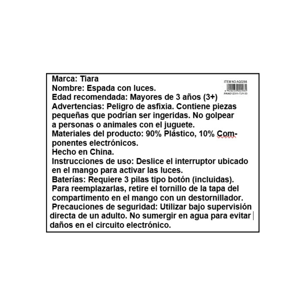 Espada con luces Tiara - Miniatura 4