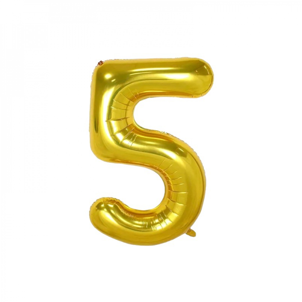 Globo dorado número 5 Balloon (16 pulgadas) - Miniatura 3