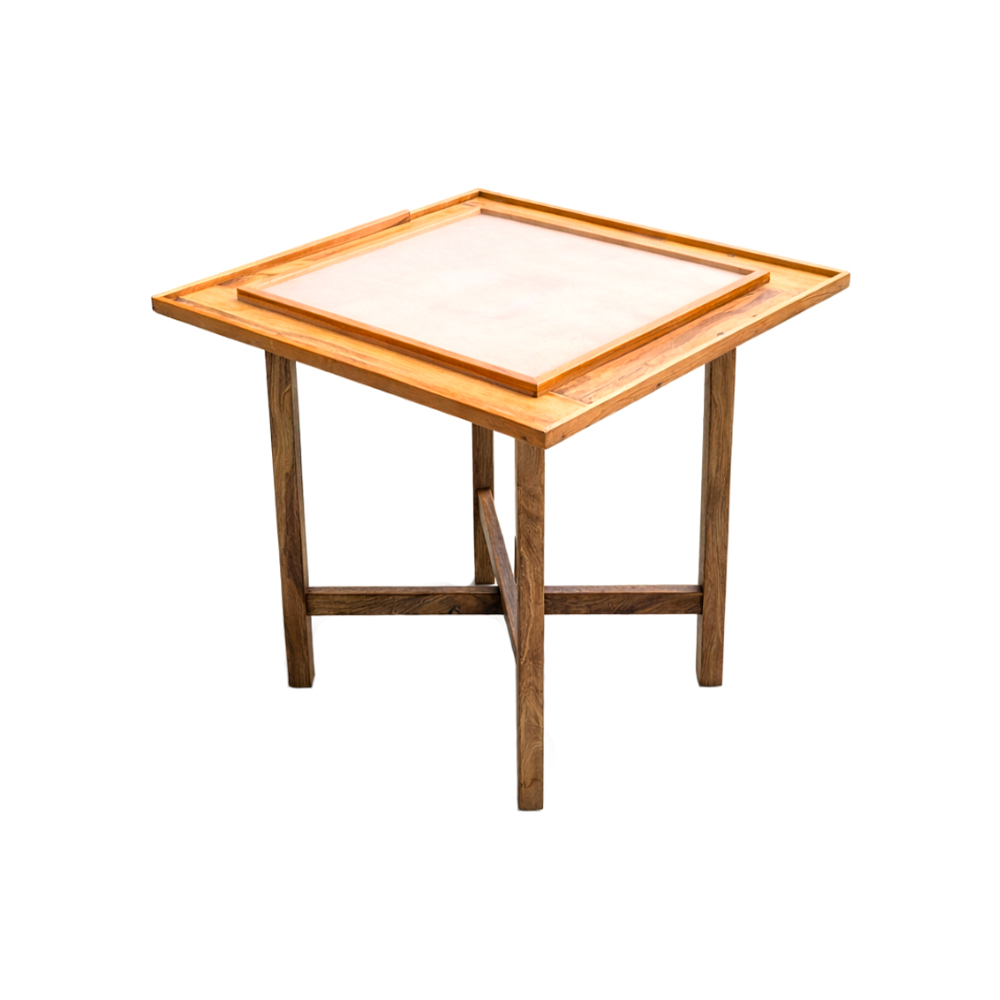 Mesa de madera con 4 sillas de madera y 4 tablillas de dominó - Miniatura 3