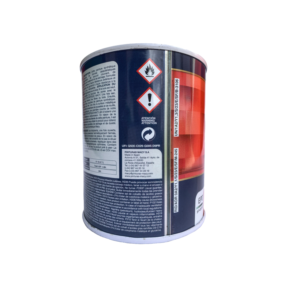 Esmalte sintético multisuperficies interior y exterior base disolvente color blanco brillo Macy (750 ML) - Miniatura 2