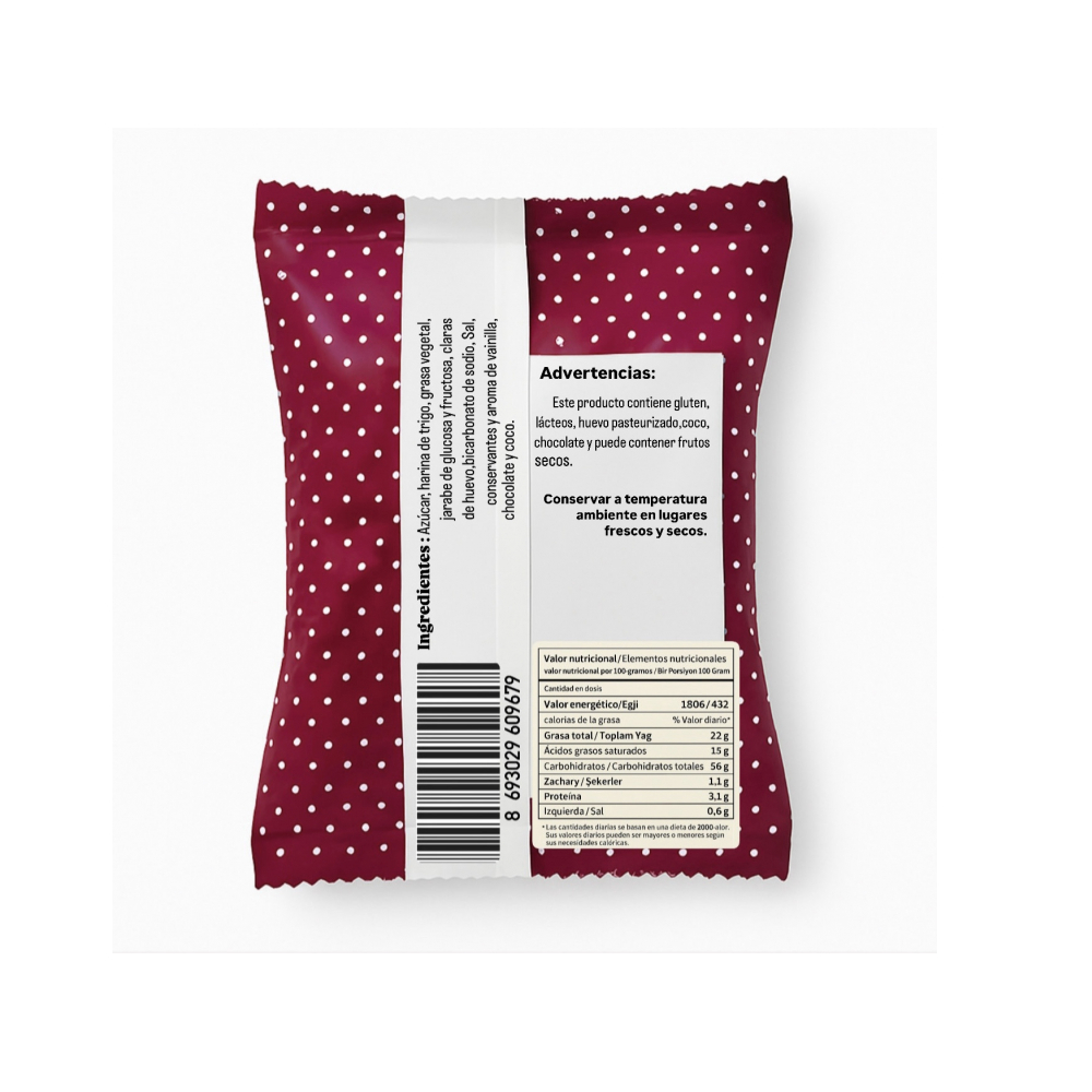 Pastel chocolate bola de nieve relleno de crema de coco Elvan (50 g / 1.76 oz) - Miniatura 2