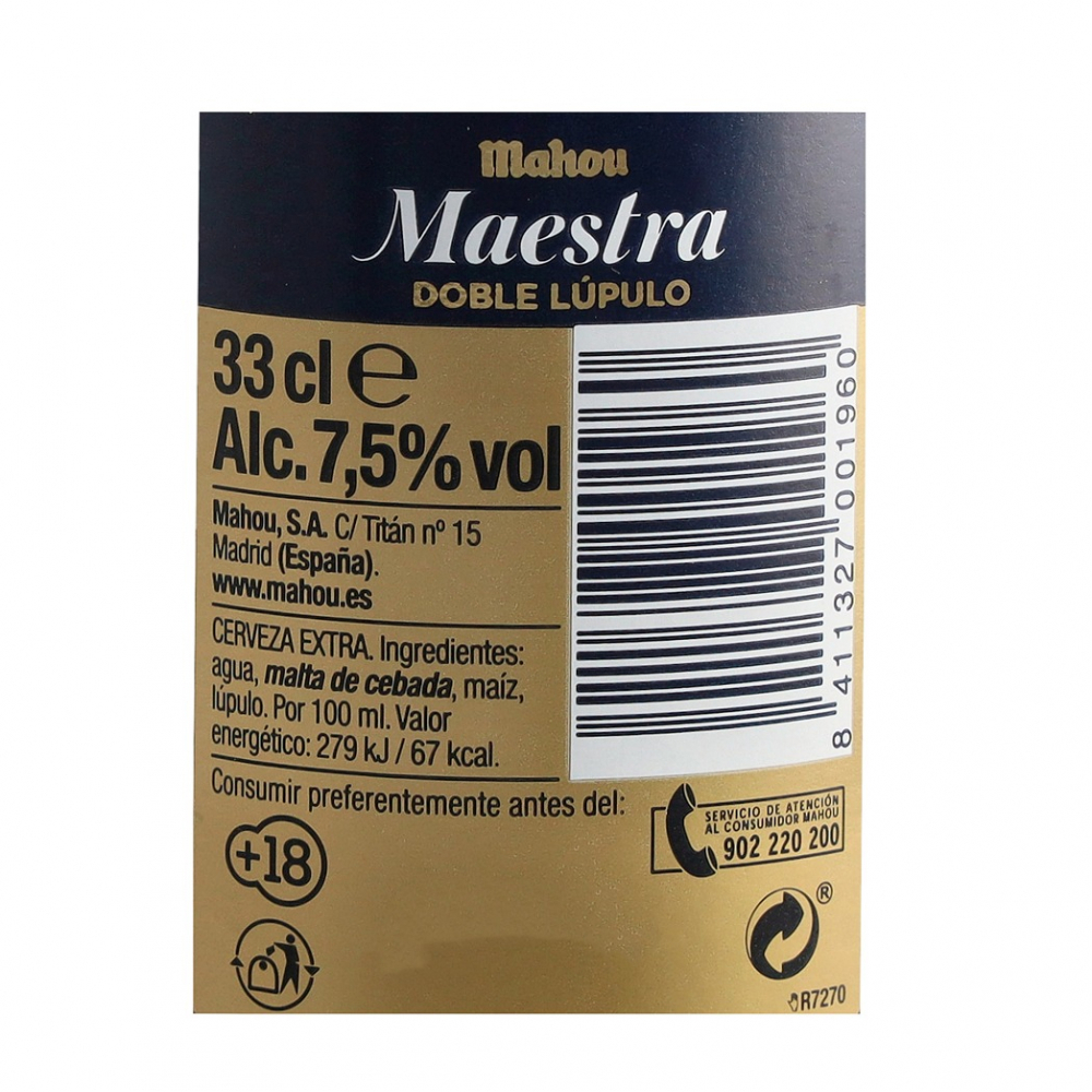 Cerveza de botella Maestra Mahou (330 ml) - Miniatura 3