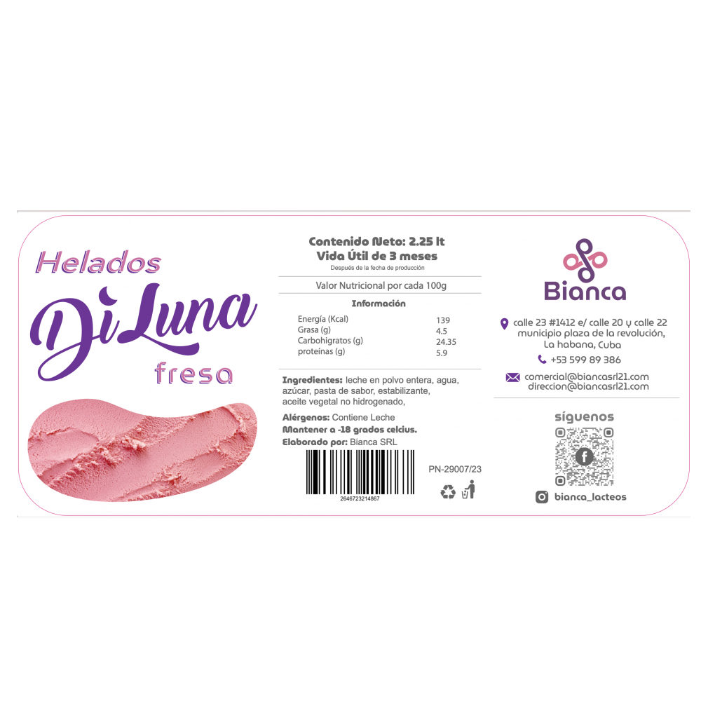 Helado sabor fresa DiLuna (2.25 L) - Miniatura 2