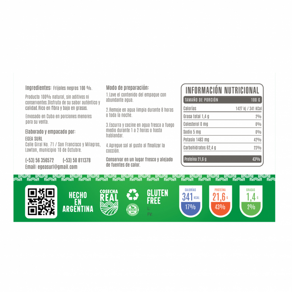 Frijoles negros Cosecha Real (4 x 500 g / 1.1 lb) - Miniatura 3