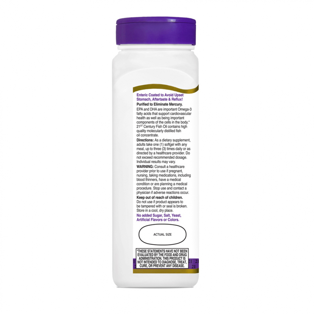 Aceite de pescado 1200 mg con recubrimiento entérico 21st Century (90 cápsulas blandas) - Miniatura 2