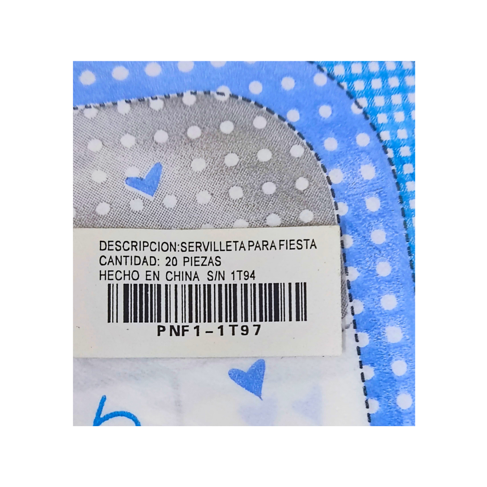 Servilletas azules Baby Shower (20 U) - Miniatura 2