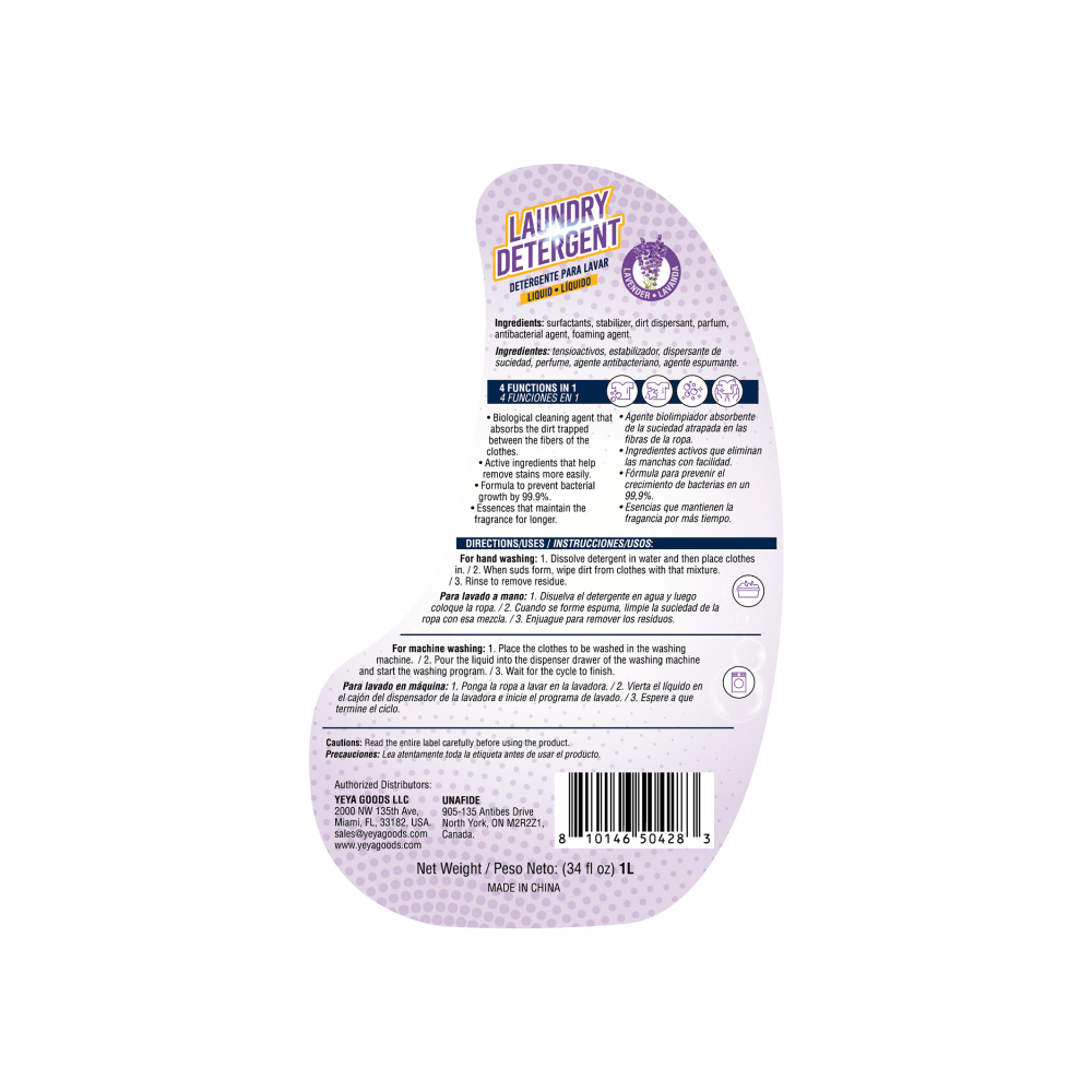 Detergente líquido para lavar con aroma a lavanda YEYA (1 L) - Miniatura 3
