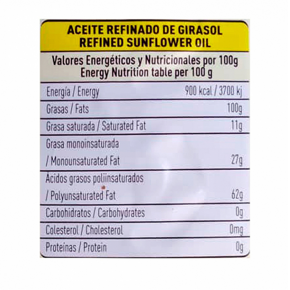 Aceite de girasol refinado YEYA (3 L) - Miniatura 2