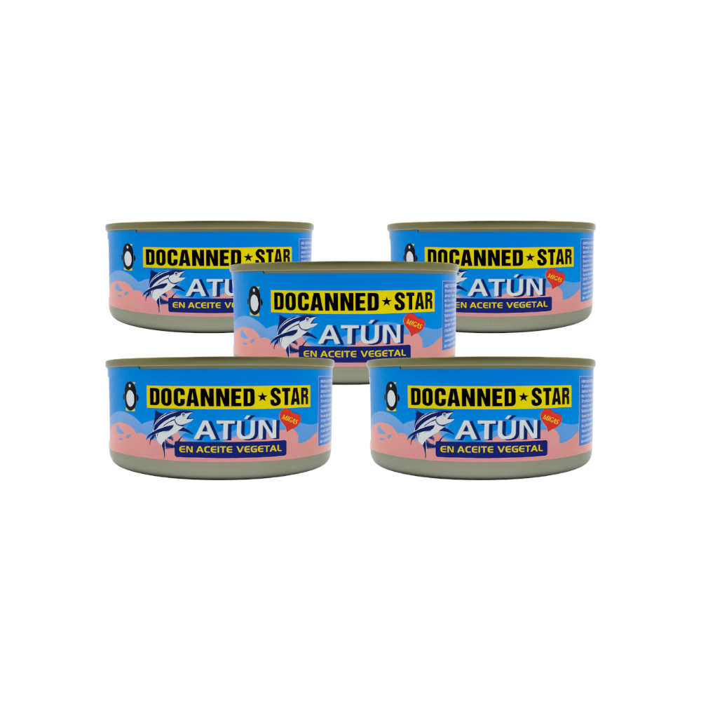 Atún en aceite vegetal Docanned Star (5 x 140 g / 4.9 oz) - Imagen 1