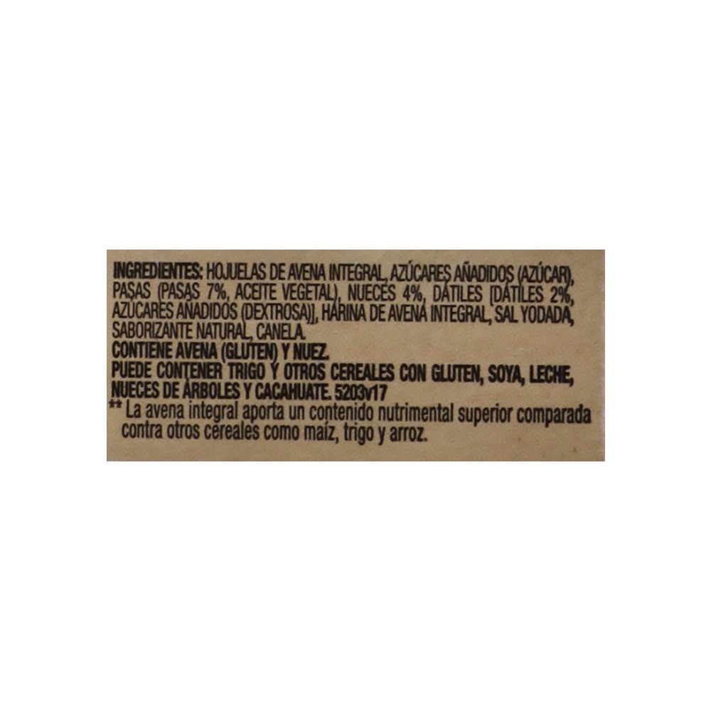 Cereal de avena integral sabor nueces, pasas y dátiles Quaker (40 g / 1.41 oz) - Miniatura 4