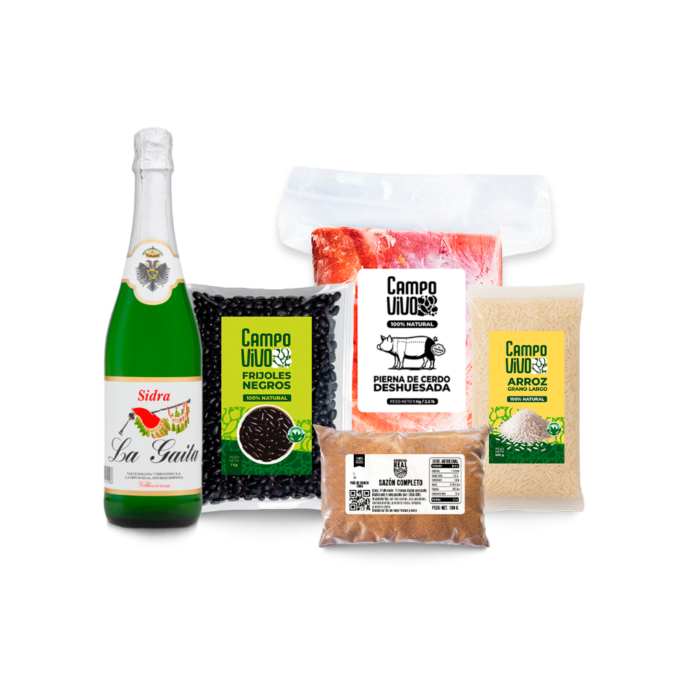 Combo navideño: Sidra La Gaita + Frijoles negros + Arroz de grano largo + Pierna de cerdo deshuesada + Sazón completov - Imagen 1