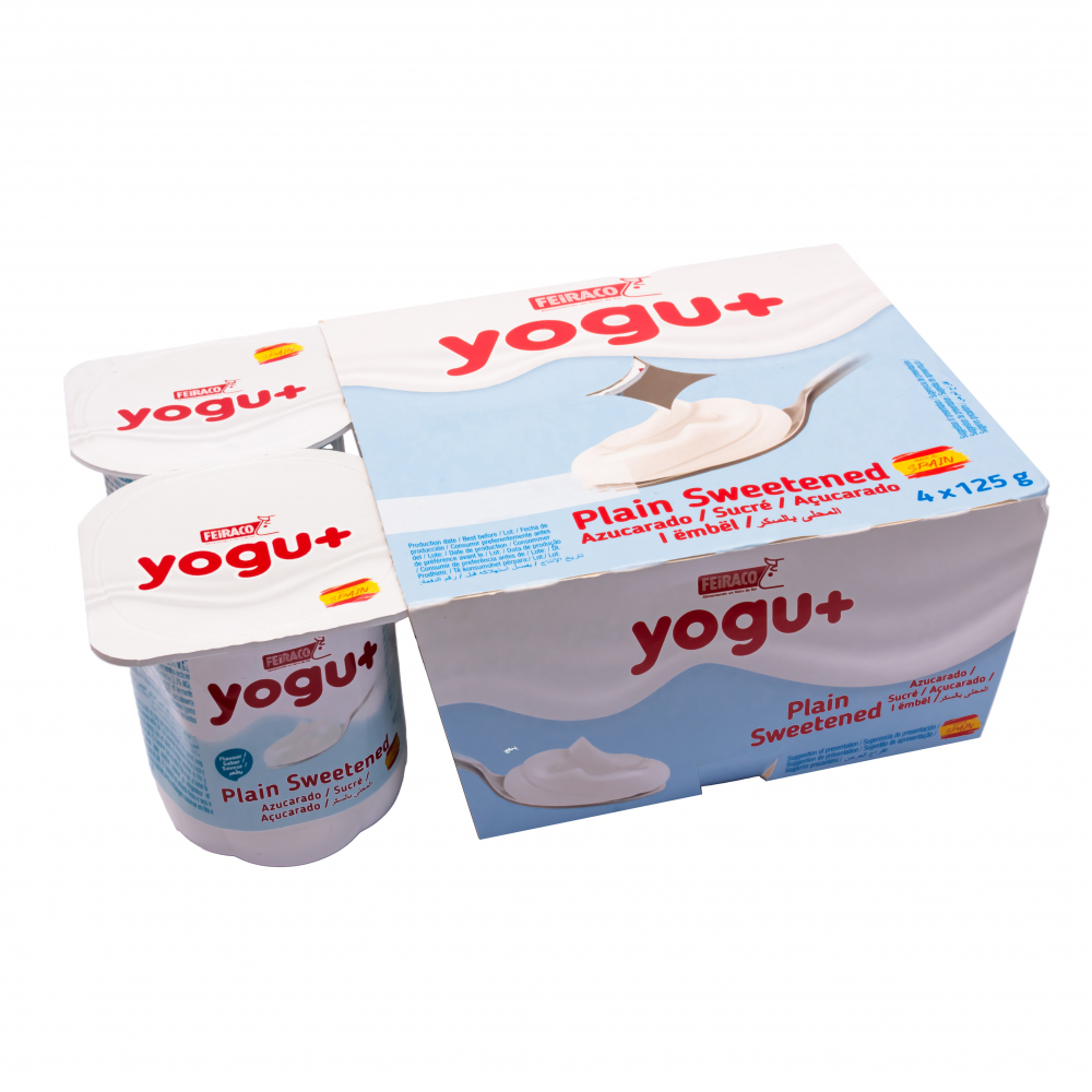Yogurt natural azucarado yogu+ Feiraco (4 x 125 g / 4.41 oz) - Miniatura 2