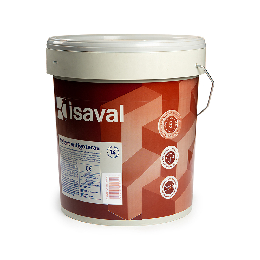 Pintura elástica impermeabilizante color blanco aislante antigoteras Isaval (14 L) - Miniatura 2