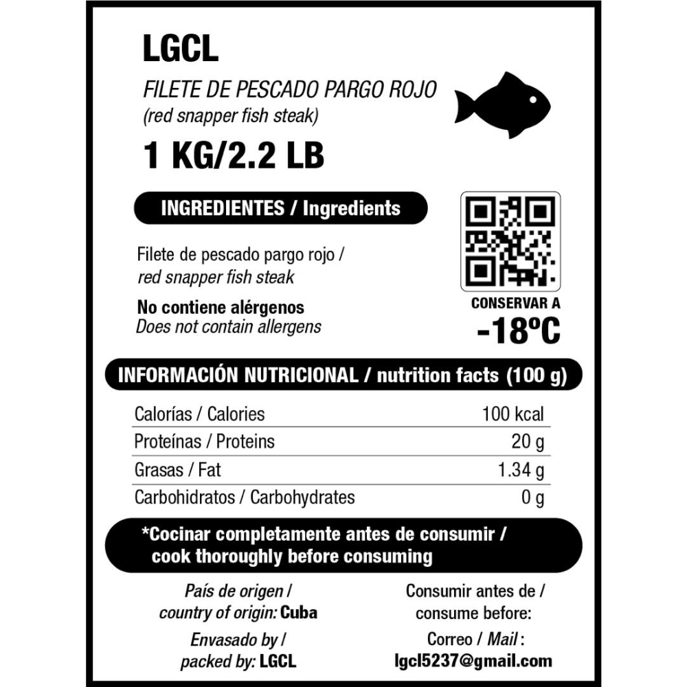 Filete de pescado pargo rojo LGCL (1 kg / 2.2 lb) - Miniatura 3