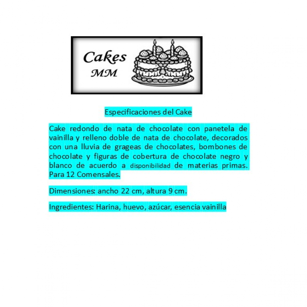 Cake chocolate bombonero de nata Cakes MM (12 comensales) - Miniatura 3